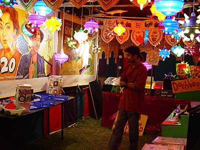 Lighting stall, Big Chill festival, Eastnor Castle 2004, England UK