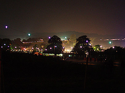 Night view form the Art Trail, Big Chill festival, Eastnor Castle 2004, England UK