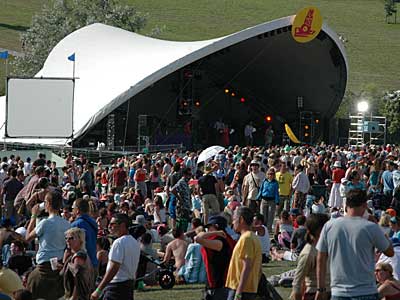 Open Air Stage view, Big Chill festival, Ledbury, Herefordshire, England UK