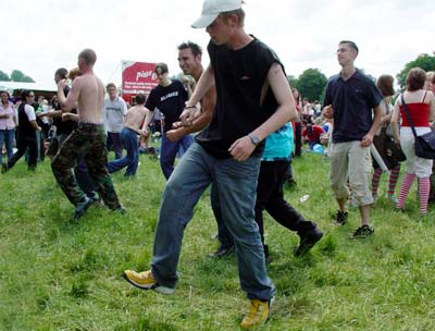 Mixing it up in front of the main stage, Strawberry Fair Midsummer Common, Cambridge, England