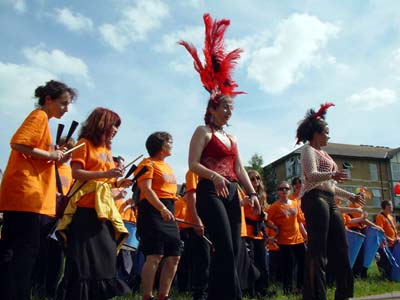 Eastern Blocc drummers, Strawberry Fair Midsummer Common, Cambridge, England