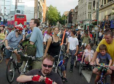 Critical Mass, Charing Cross Rd Road, London 2002