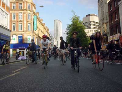Cycling up Tottenham Court Road, London 31st May 2002