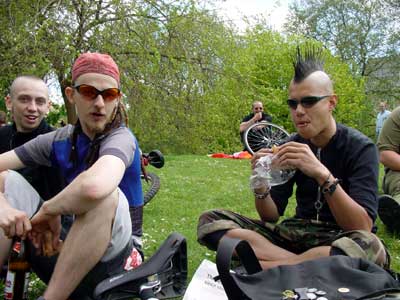 Cyclists, Mayday protest, May 1st 2003, St James's Park, London 