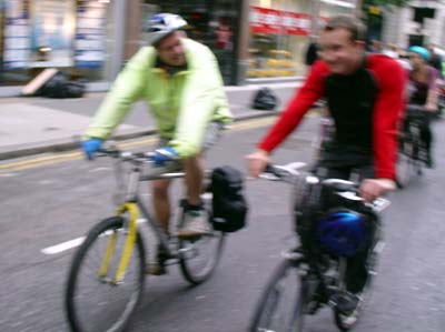 Having a chat down High Holborn, Critical mass bike ride, London, 27th June 2003