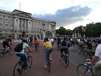 London Critical Mass bike ride from Waterloo through central London, 26th June 2009