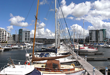 Photos of Plymouth and its harbour, civic buldings, marina and streets, Devon, south west England, UK