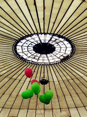 Balloons and Dome roof, Millennium Dome, 19th July 2003 Greenwich, London