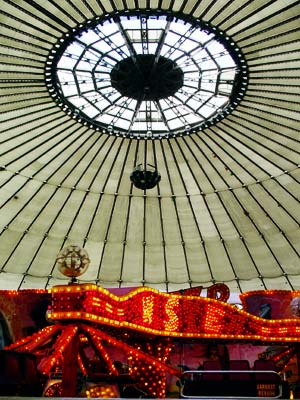 Dome roof and funfair, Millennium Dome, 19th July 2003 Greenwich, London