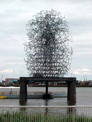 Quantum Cloud Sculpture by Anthony Gormley, Millennium Dome, 19th July 2003 Greenwich, London