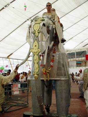Mobile elephant, Millennium Dome, 19th July 2003 Greenwich, London