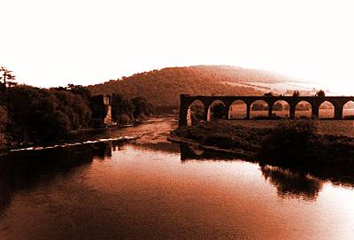 Monmouth Troy: old railway viaduct across the River Wye 