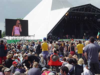 Josh Stone at the Pyramid Stage, Glastonbury Festival, June 2004