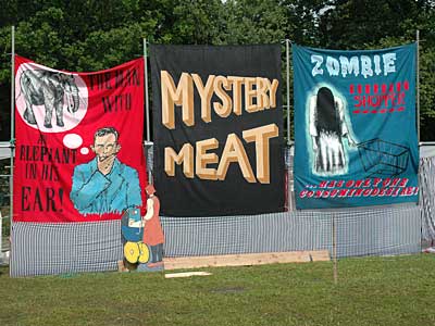 Banners, Lost Vagueness, Glastonbury Festival, Pilton, Somerset, England June 2005