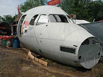 Aircraft cockpit, Lost Vagueness, Glastonbury Festival, Pilton, Somerset, England June 2005
