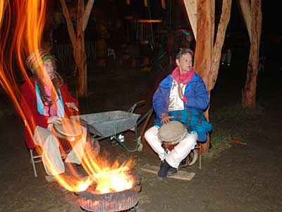 Bongo frenzy in the Green Roadshow field, Glastonbury Festival, Pilton, Somerset, England June 2005