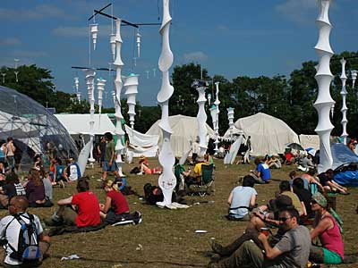 Flags galore, Dance Village, Glastonbury Festival, Pilton, Somerset, England June 2005