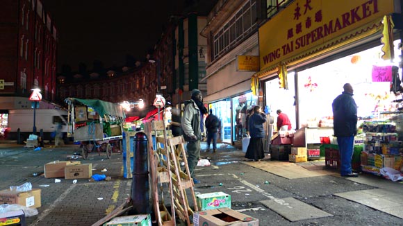End of the day. Early evening scene of the famous Electric Avenue street market.