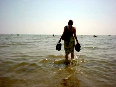 walking out to sea