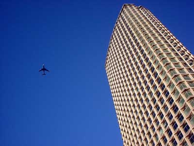 Centrepoint, aircraft, blue sky