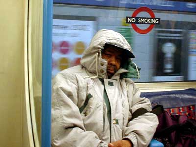 Brixton bound train, late night