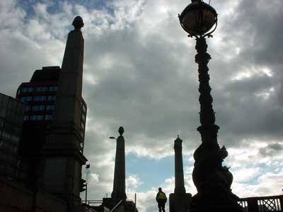 Lambeth Bridge, steps, London, March 2002