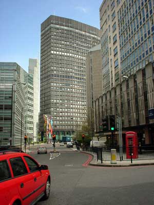 Tall buildings and red car, Victoria