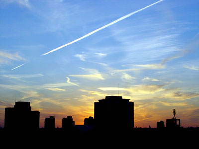 Jet trails over south London