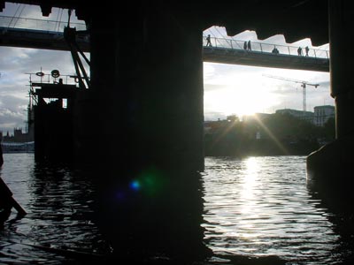 Under Hungerford Bridge, October 2002