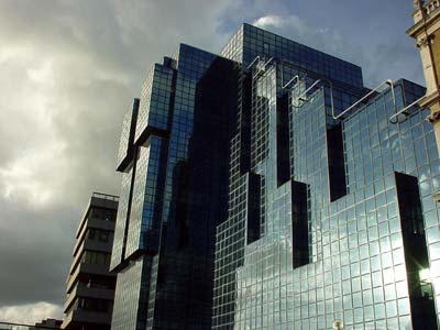 Black building, dark sky, London Bridge London