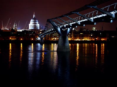 St Paul's Cathedral and the Millennium Bridge from Bankside, River Thames, London