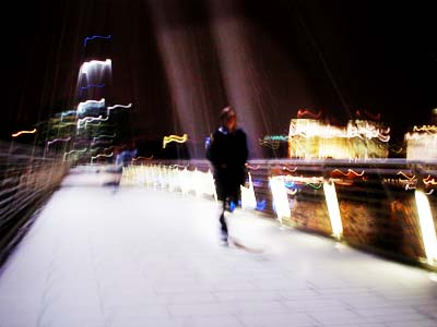 Steps up to Hungerford footbridge, River Thames, London