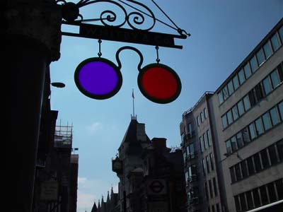 Opticians sign, Fleet Street, London, June 2003