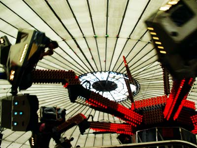 Fairground ride inside the millennium dome, London