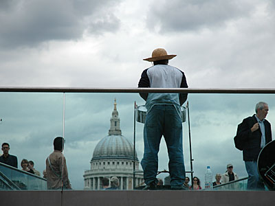 Steel drum busker, Millennium Bridge, London