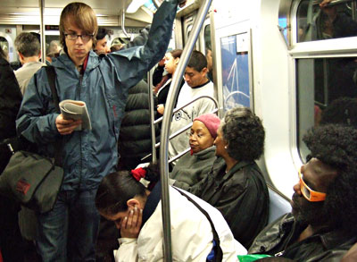 On the L Train from Williamsburg to First Avenue, Williamsburg, Brooklyn, New York, Brooklyn, New York, NYC, US