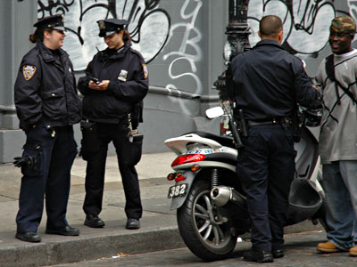 Traffic cops, Mercer Street, Lower East Side, New York, New York City, NYC, USA