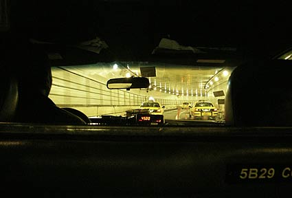 Taxi ride into Manhattan from JFK, Night photographs on the streets of New York, NYC, December 2006