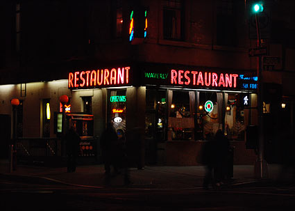 Waverly Restaurant, Night photographs on the streets of New York, NYC, December 2006