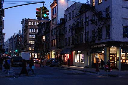 West Broadway by Spring Street, Night photographs on the streets of New York, NYC, December 2006