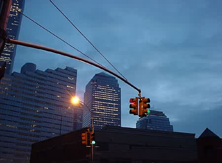 traffic lights, lower Mahatten