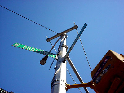 Street sign, W Broadway and Broome Street, Manhattan, New York