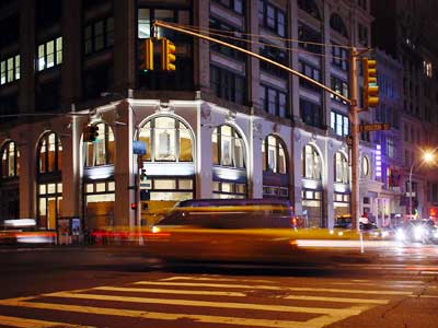 East Houston Street at night, Manhattan, New York, NYC, USA