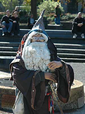 Weird Merlin type bloke, Washington Square, Greenwich Village, Manhattan, New York, NYC, USA