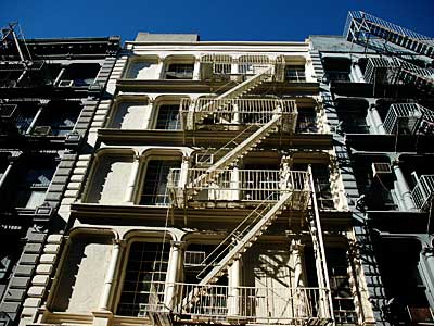 Fire escapes, Greenwich Village, Manhattan, New York, NYC, USA