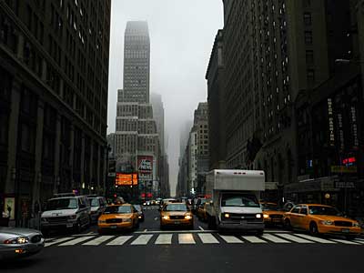 Nelson Tower and steam, 450 7th Avenue at West 34th Street, Midtown, Manhattan, New York, NYC, USA
