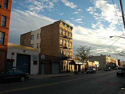 Sunset over Red Hook, Brooklyn, New York, USA
