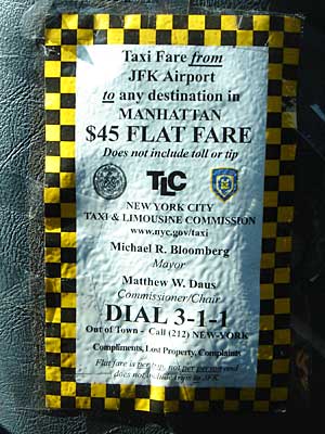 $45 Flat Fare, New York cab to Manhattan, Manhattan, New York, USA