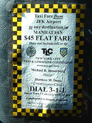 $45 Flat Fare, New York cab to Manhattan, Manhattan, New York, USA
