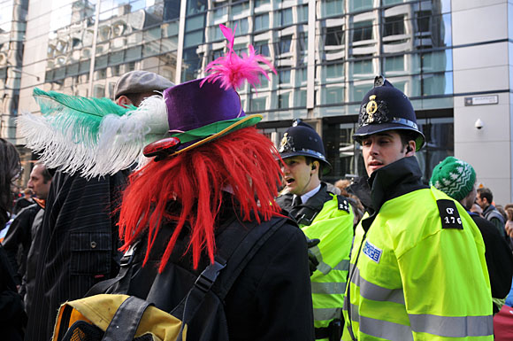 G20 and Climate Camp protests at the Bank of England and Bishopgate, City of London, London, 1st April 2009